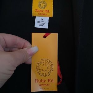 Ruby Rd. Black cardigan with rhinestone accents